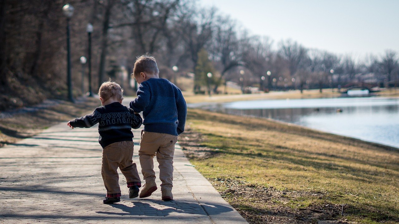 older adults walking in park