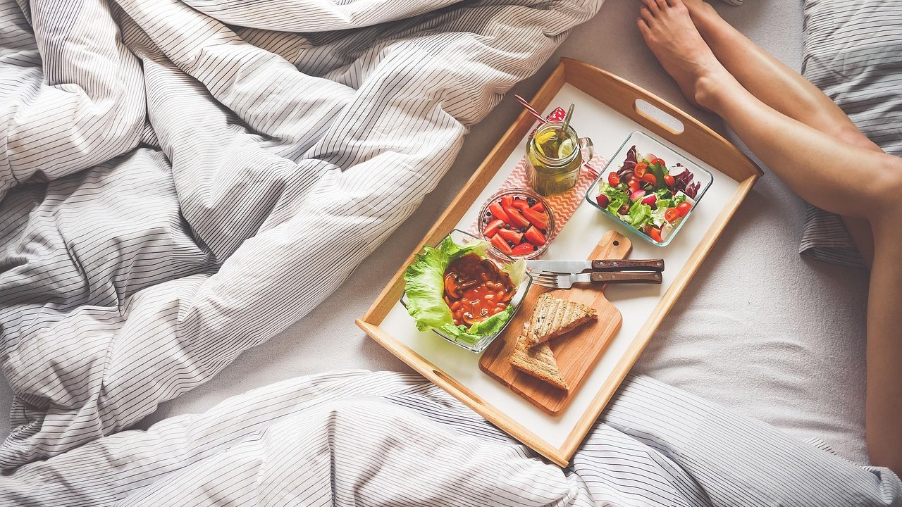 person sleeping in bed at night
