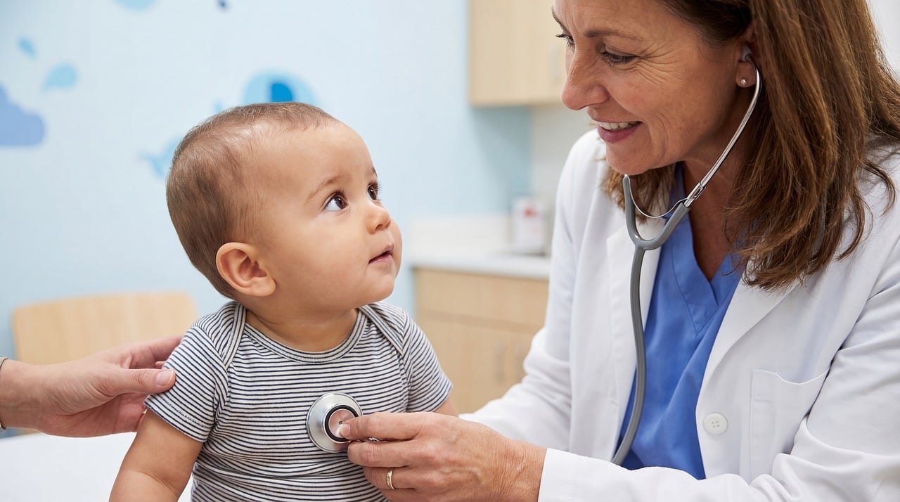 pediatrician examining child