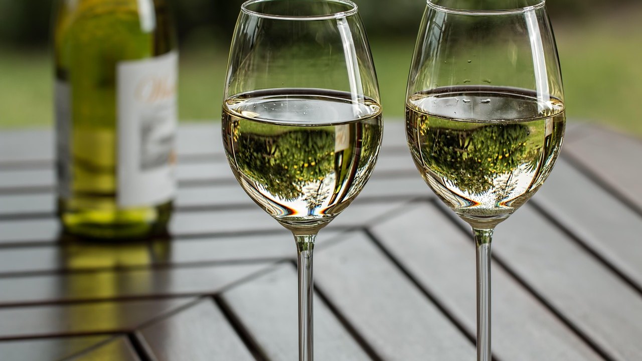 glass of wine on table